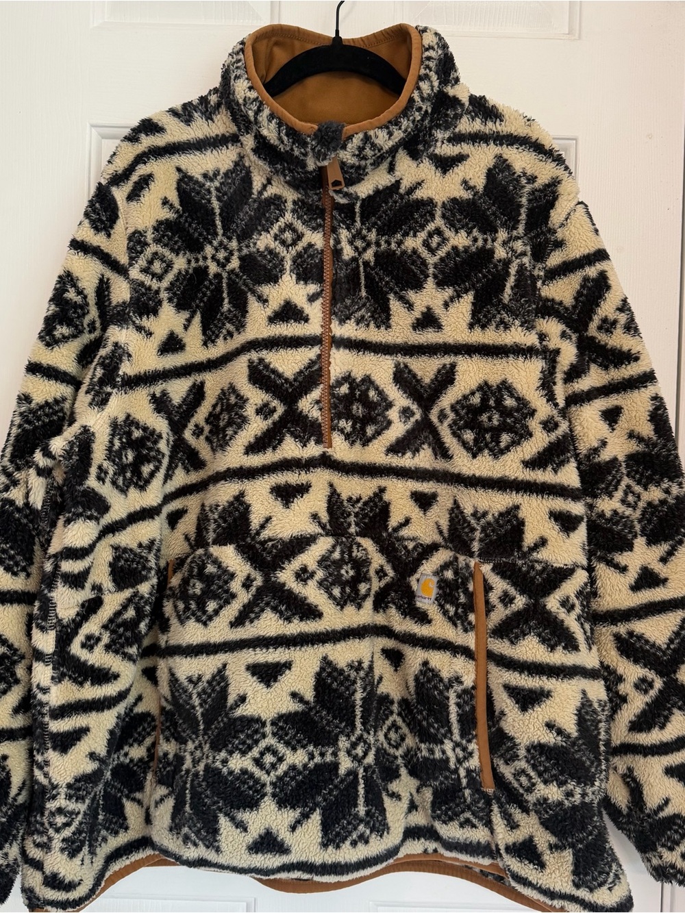 Carhartt Women’s 2X Loose Fit Sherpa Fleece 1/2 Zip Nordic Fair Isle Jacket